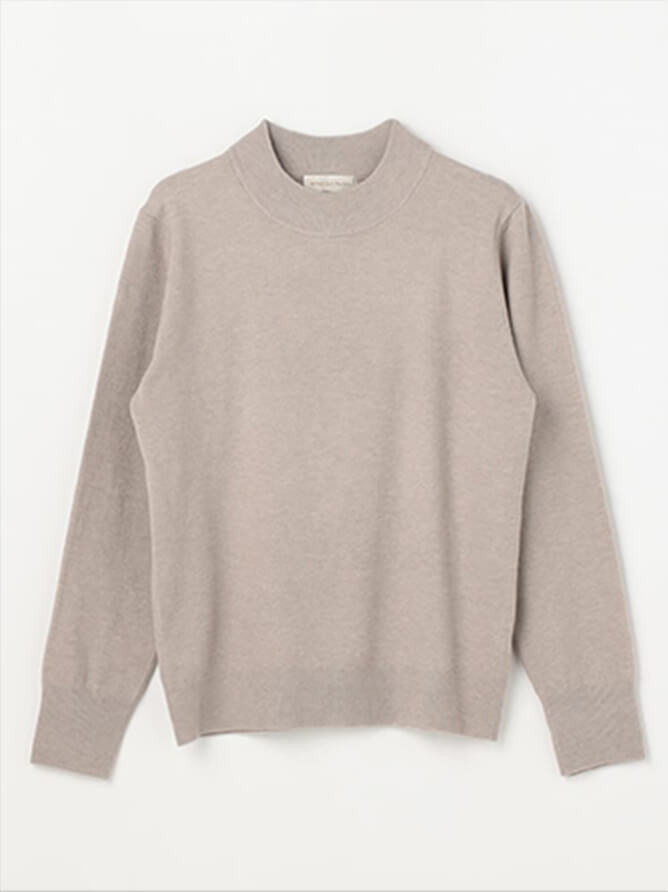 しっとり肌触り モックネックニット（カシミヤタッチ）