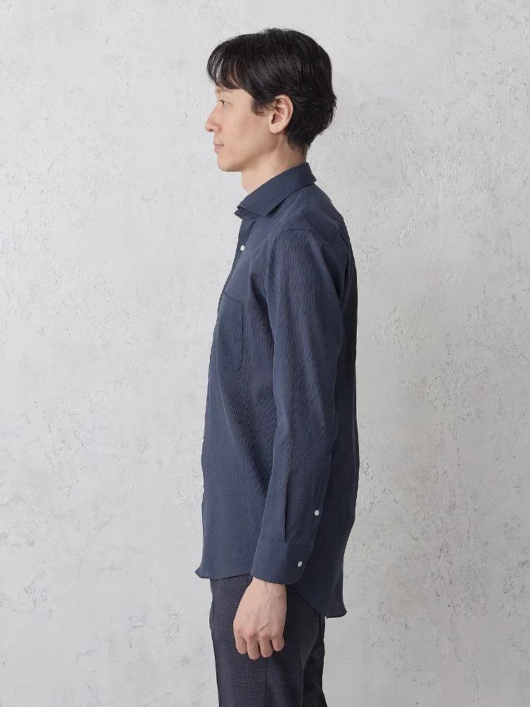  シャツ 長袖 春夏 ネイビー シャツ クラシコモデル(ナチュラルシルエット)