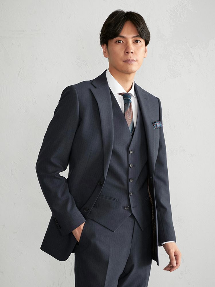 【Paul Smith】NAVY WOOL オルタネイトストライプ  2BスーツNAVY