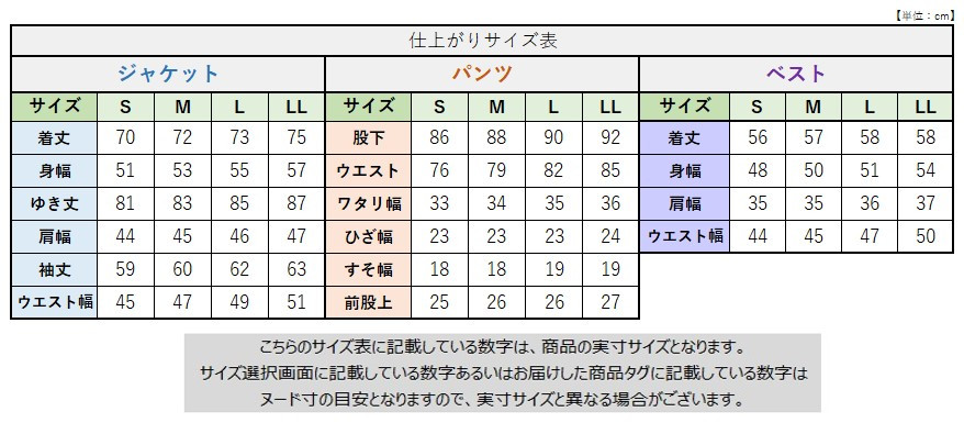 サイズチャート