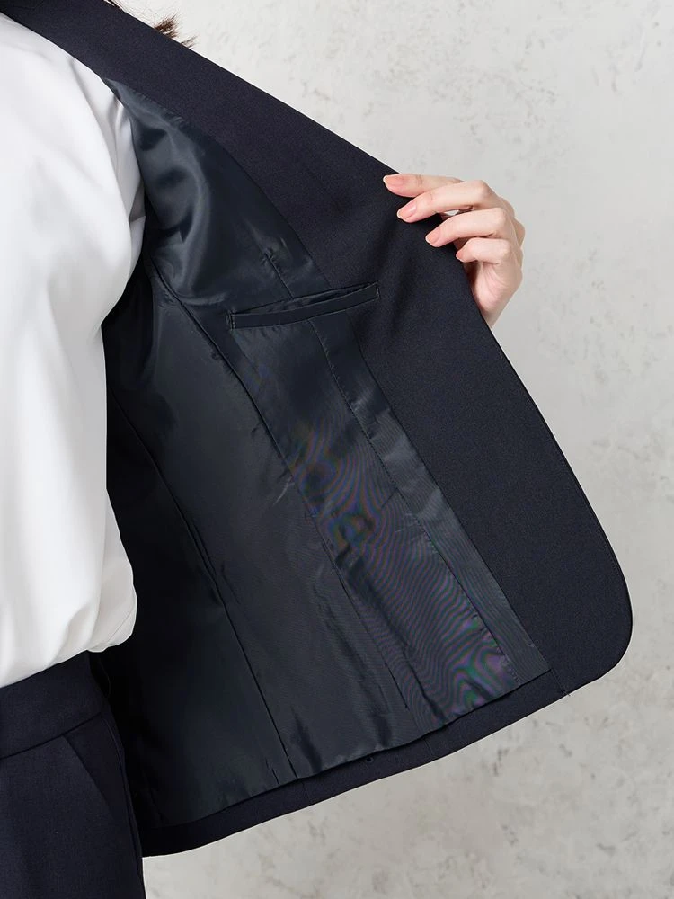  洗える ストレッチ オールシーズン ネイビー ジャケット ストレッチ