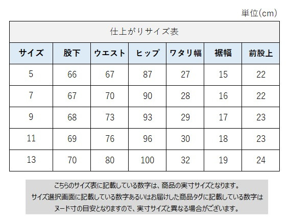 サイズチャート