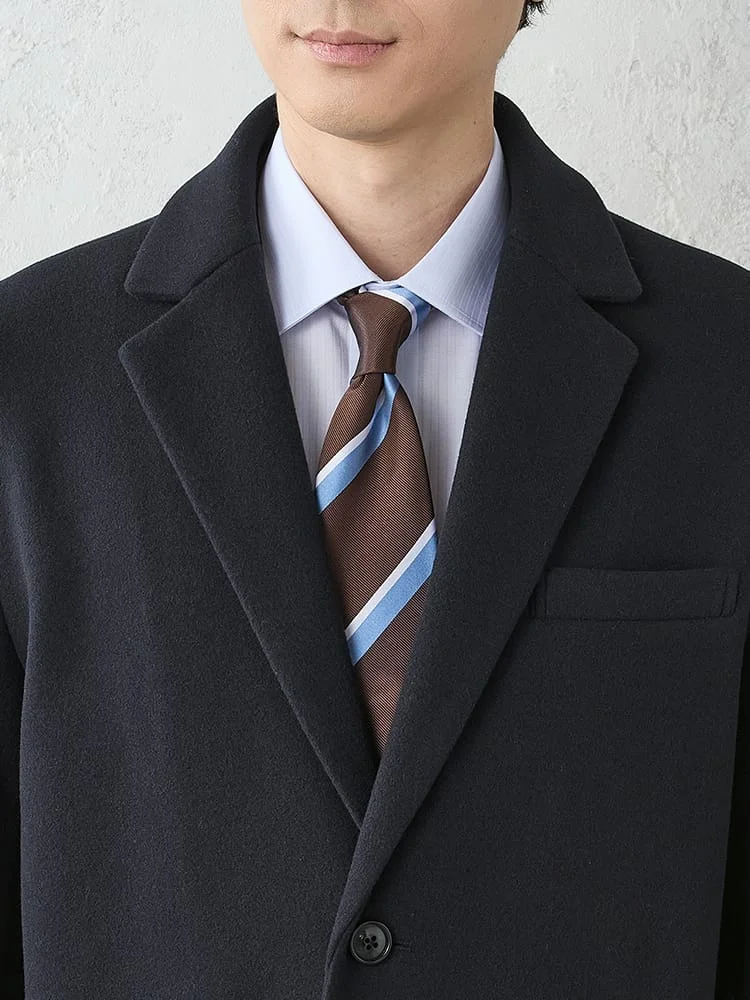 ネイビー 【洗える】ニードルパンチ チェスターコート ブラック