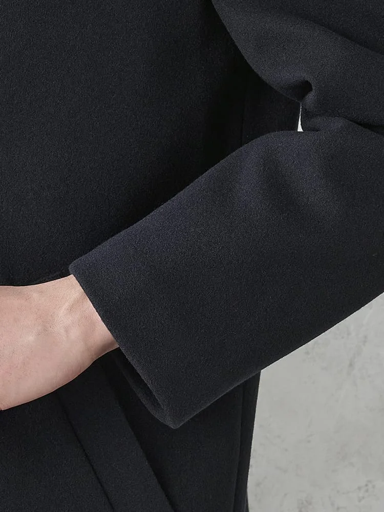 ネイビー 【洗える】ニードルパンチ チェスターコート ブラック