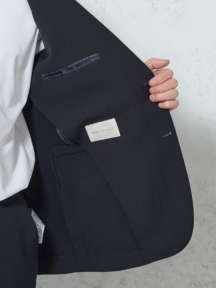  洗える セットアップ セットアップ ストレッチ セットアップ ネイビー