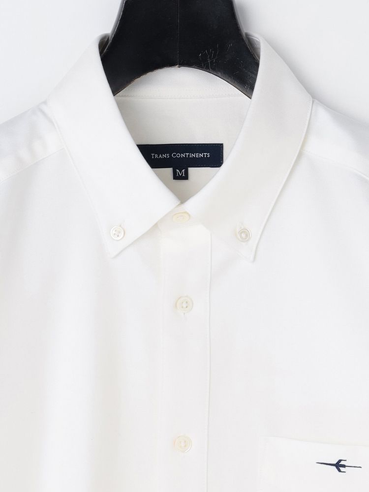  ワンポイント 刺繍 プレミアム ホワイト ボタンダウンシャツ カジュアル