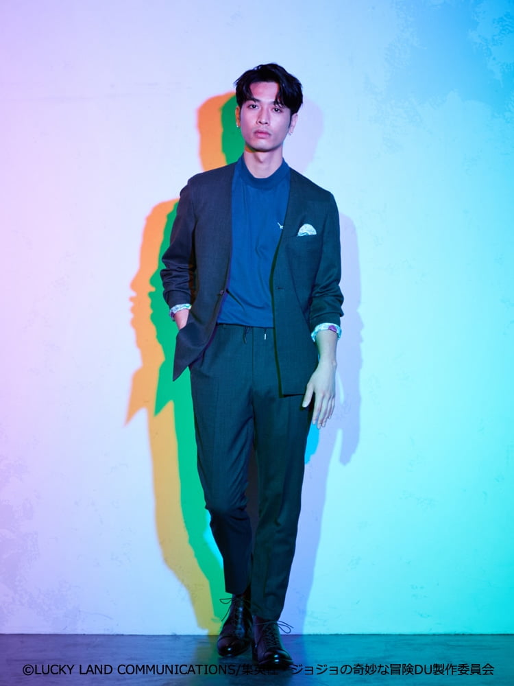 Tvアニメ ジョジョの奇妙な冒険 ダイヤモンドは砕けない セットアップジャケット 岸辺露伴 ヘブンズ ドアー グリーン