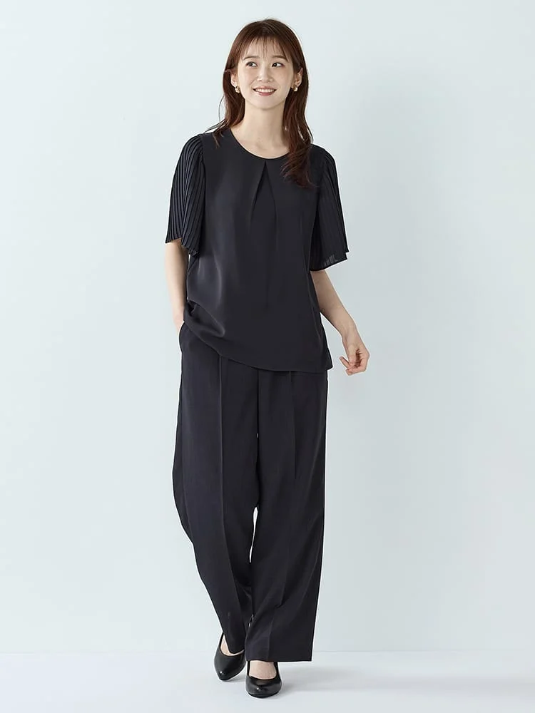 sakai☆プリーツブラウス WEB限定】〈手洗い可能〉ストレッチ ジョーゼット プリーツ ブラウス