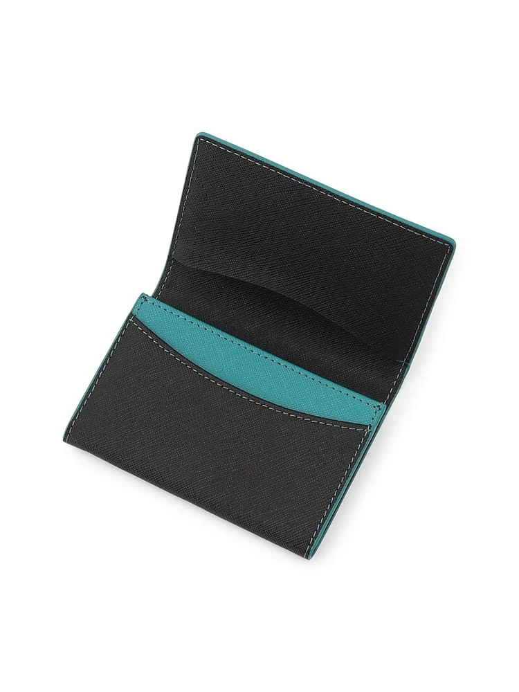  名刺入れ ネイビー ステッチ 上品 配色 ホワイト