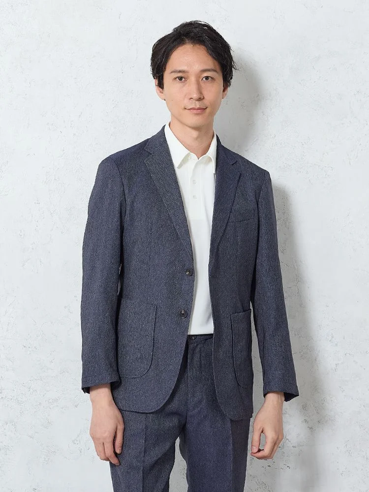  洗える セットアップ セットアップ ストレッチ セットアップ ネイビー