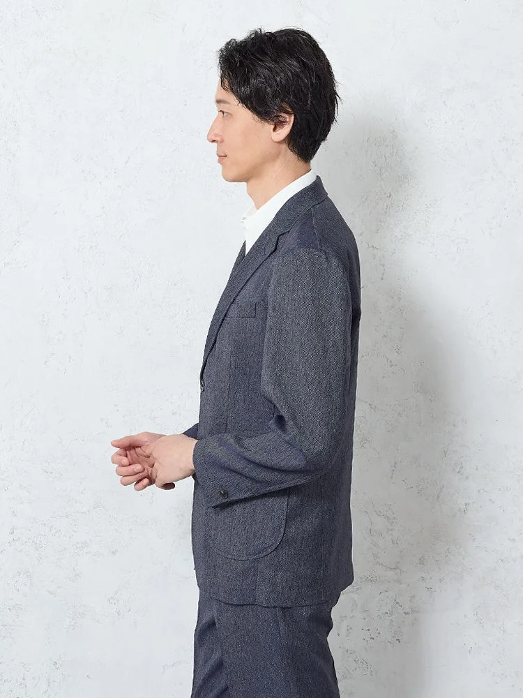  洗える セットアップ セットアップ ストレッチ セットアップ ネイビー