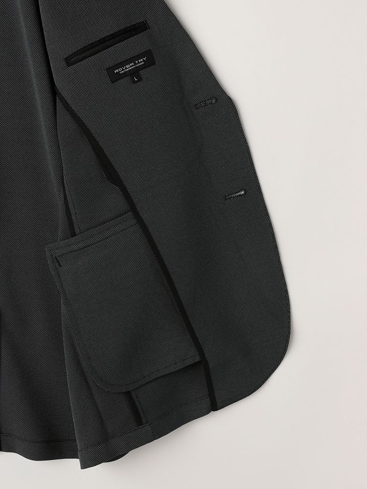 上下洗える スーパーストレッチジャケット バーズアイ ライトグレー チャコールグレー