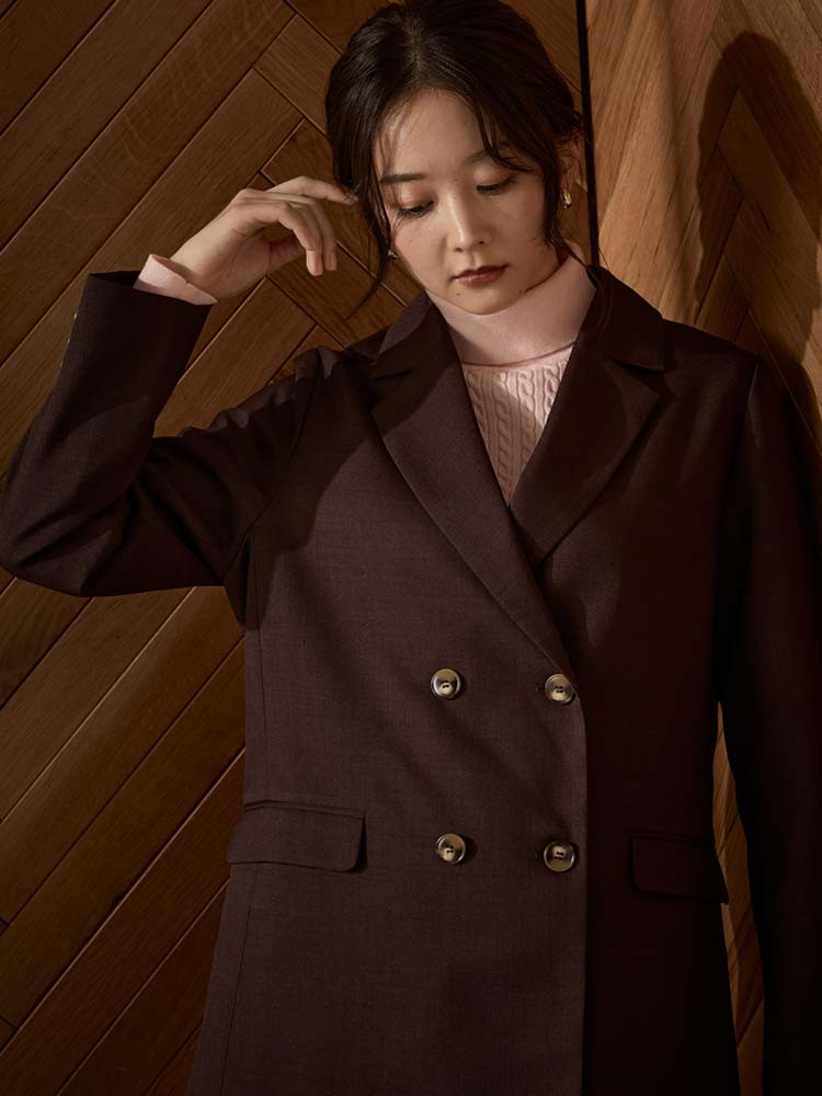 ソフトスーツダブルジャケット無地グレー/ブラウン/ネイビー