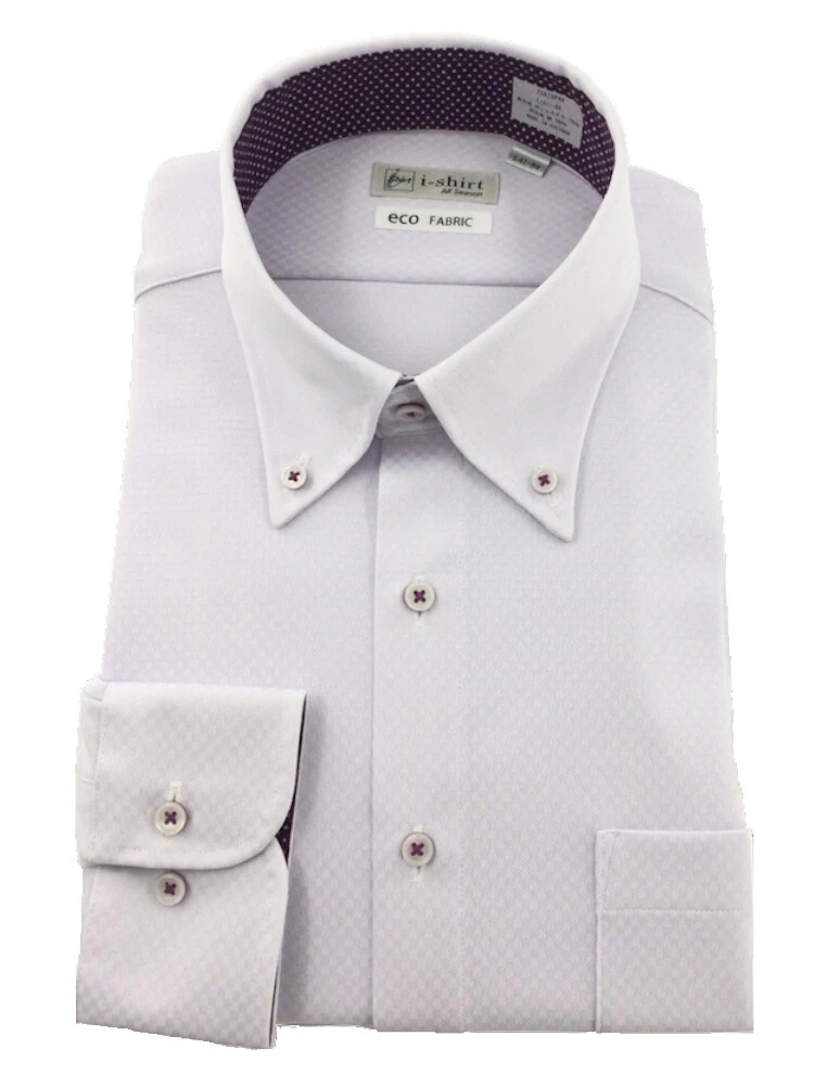 【完全ノーアイロン】長袖アイシャツミニチェック柄別布ホワイト/サックス/ラベンダー＜3点で2,000円OFF対象＞