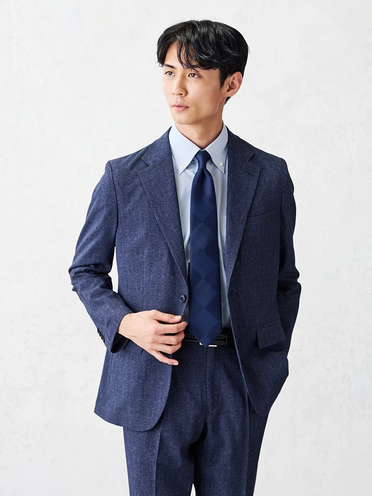 TRANSCONTINENTS【AVANTAIR】デニム調セットアップジャケットカーキ/ブルー