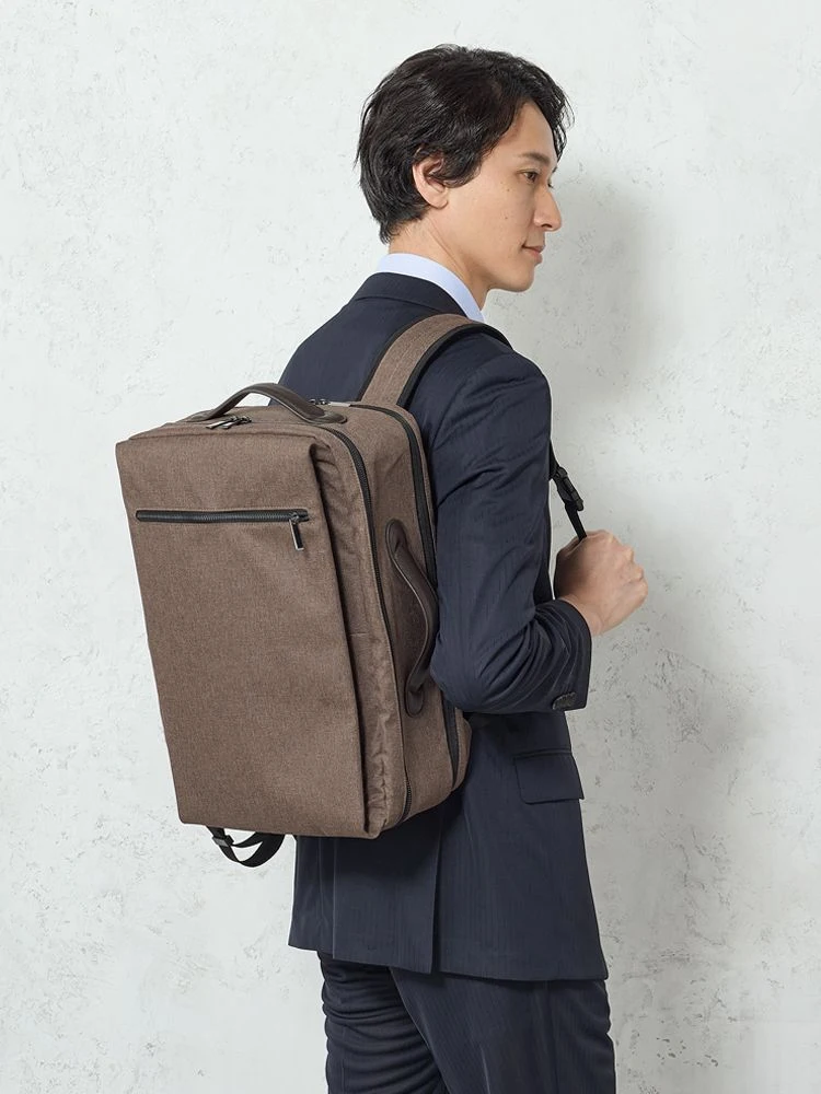 3WAYビジネスバッグ杢生地ブラック/ネイビー