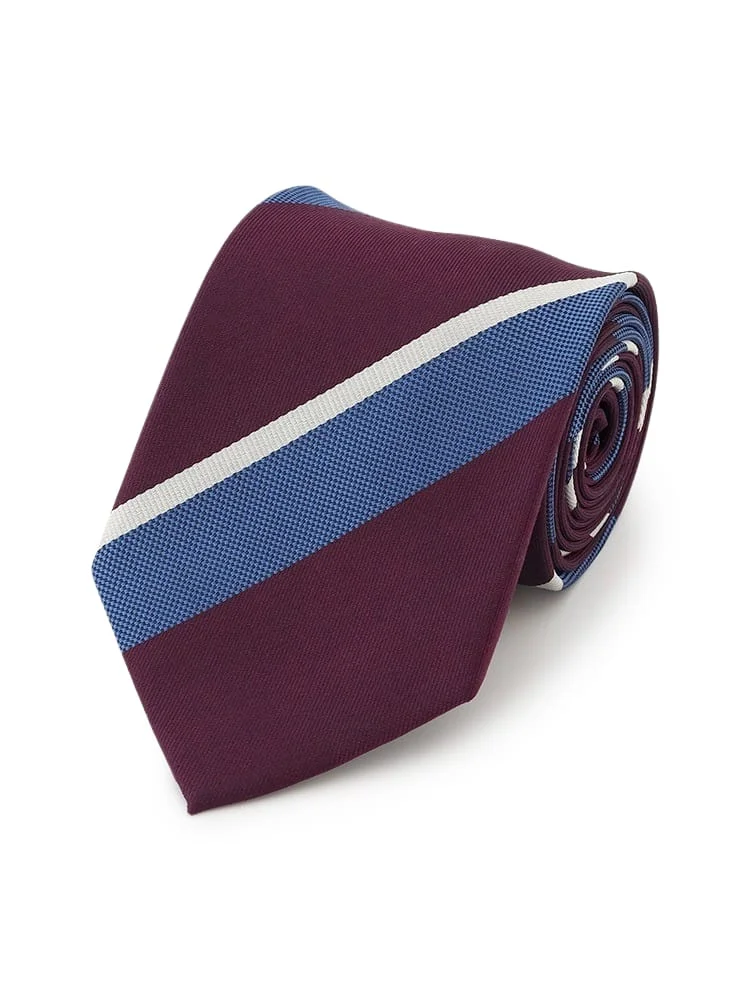 レギュラーネクタイストライプワイン/ブラウン/ネイビー