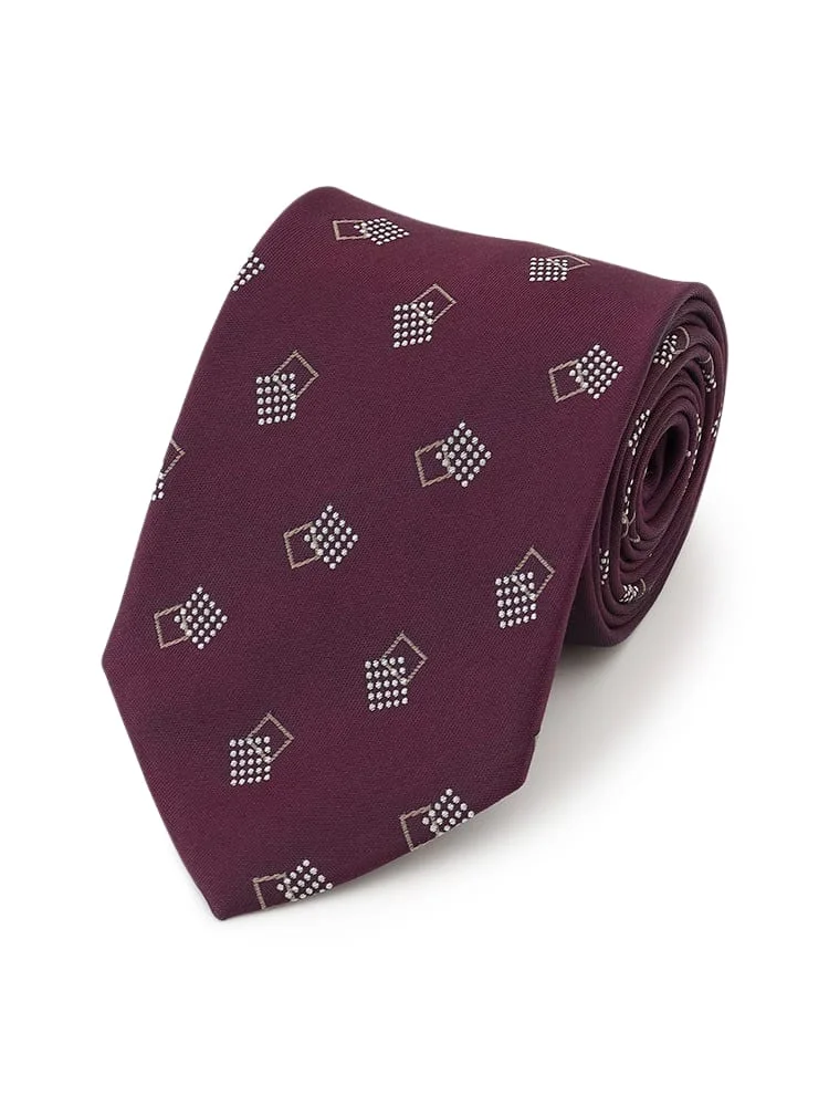 レギュラーネクタイ小紋柄ワイン/ブラウン/グリーン/ネイビー