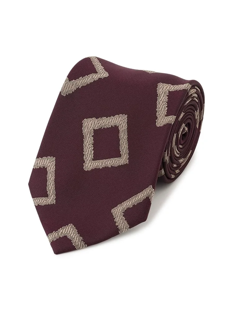 ヴィンテージネクタイスクエア柄ワイン/ブラウン/ネイビー