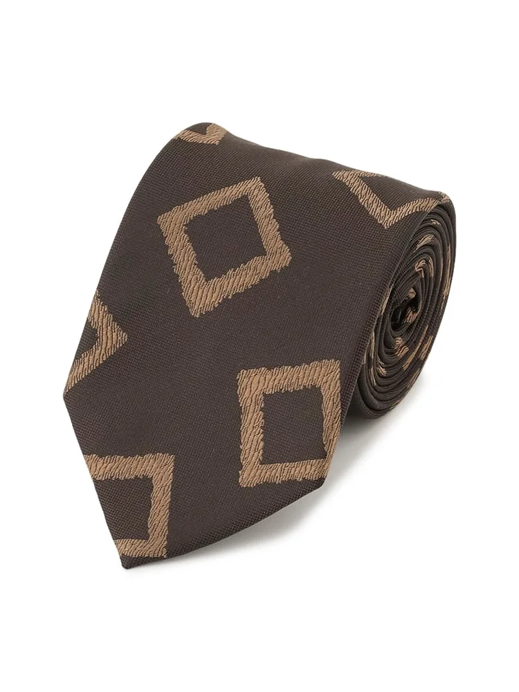 ヴィンテージネクタイスクエア柄ワイン/ブラウン/ネイビー