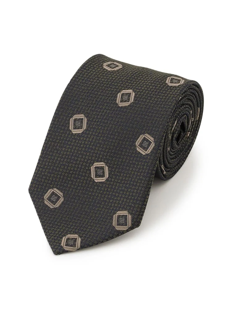 ヴィンテージネクタイスクエア柄オレンジ/ブラウン/グリーン