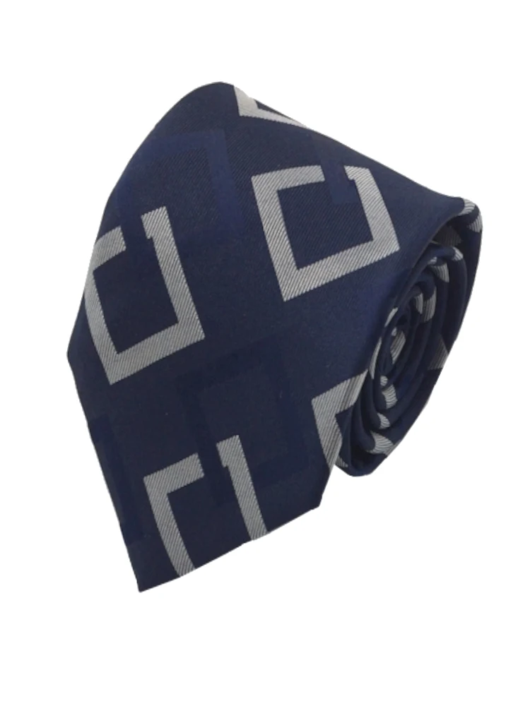 TRANSCONTINENTS日本製ネクタイシルク100％大柄ブルー/ブラウン/ネイビー