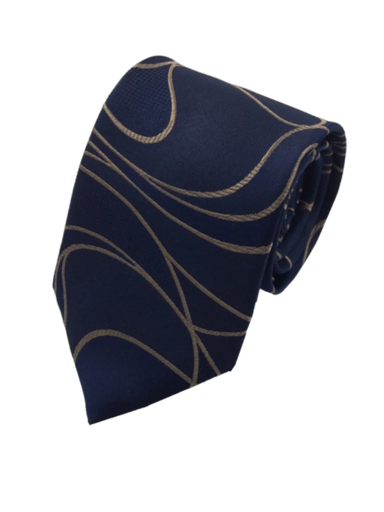 TRANSCONTINENTS日本製ネクタイシルク100％ウェーブ柄ブラウン/ネイビー