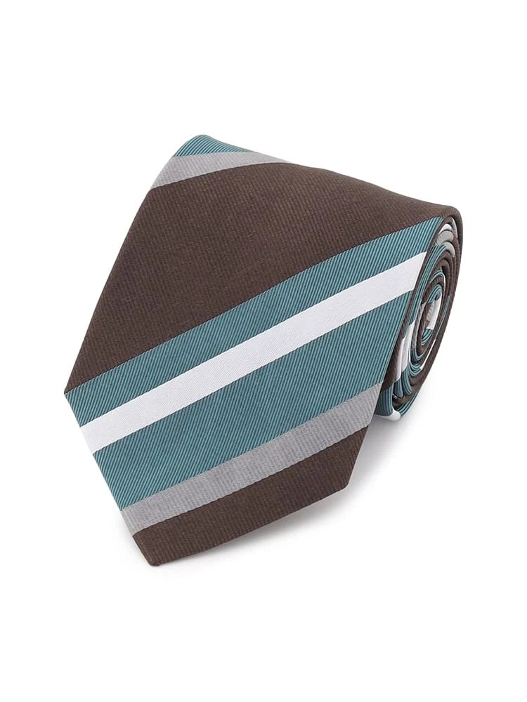 レギュラーネクタイストライプワイン/ネイビー/ブラウン