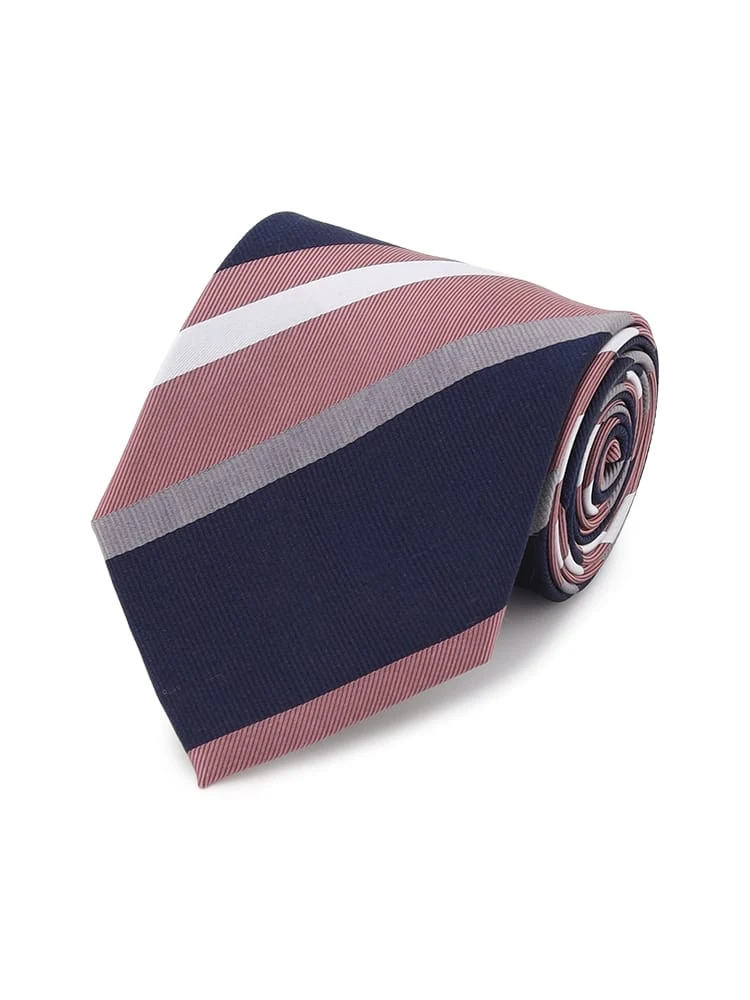 レギュラーネクタイストライプワイン/ネイビー/ブラウン