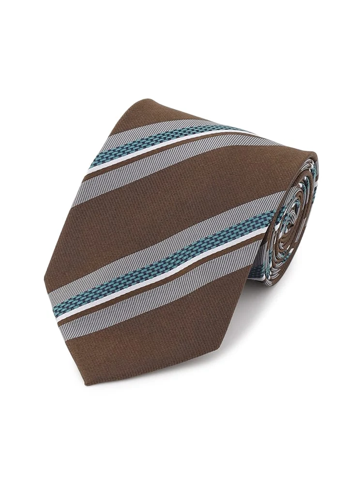 レギュラーネクタイストライプワイン/ネイビー/ブラウン