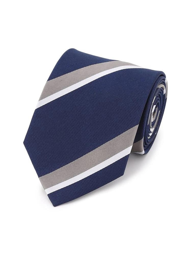 レギュラーネクタイストライプワイン/ネイビー/ブラウン