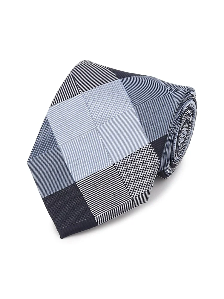 レギュラーネクタイチェックグレー/ネイビー
