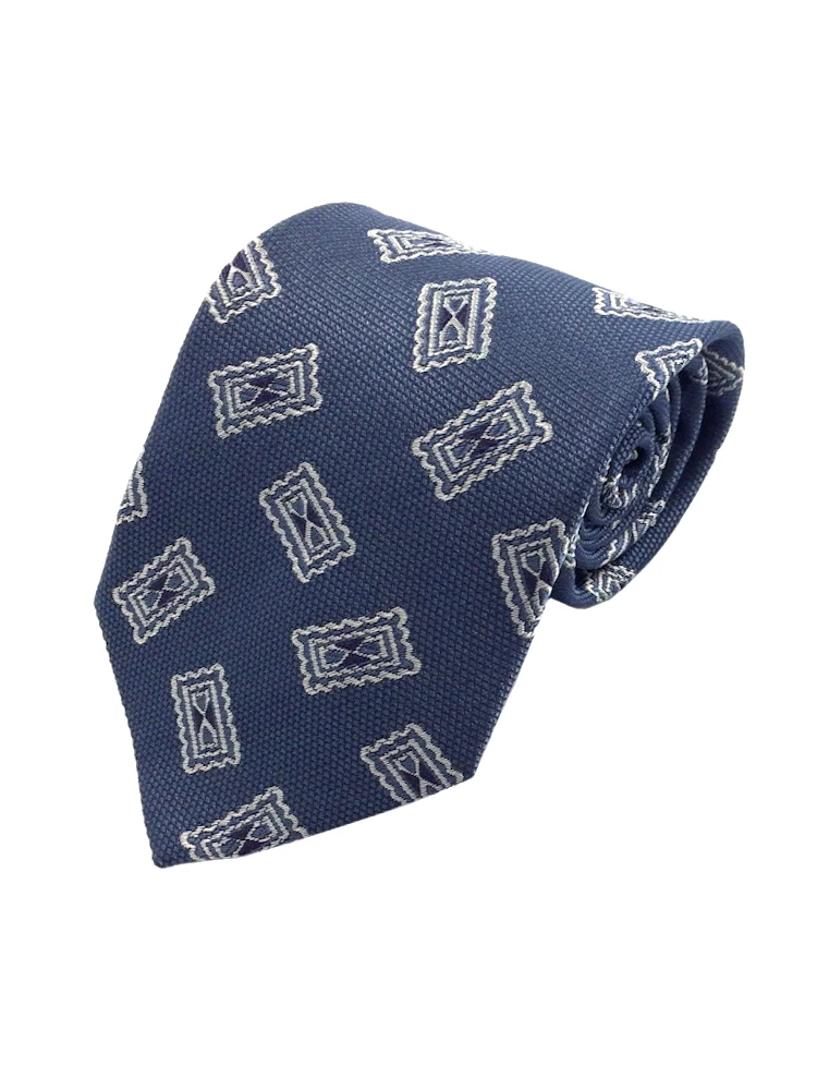 イタリア生地ネクタイGIULIANOGALETTIモチーフグレー/ブラウン/ブルー