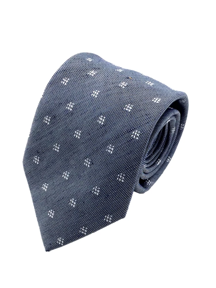 リネンミックスタイ小紋柄ベージュ/ネイビー