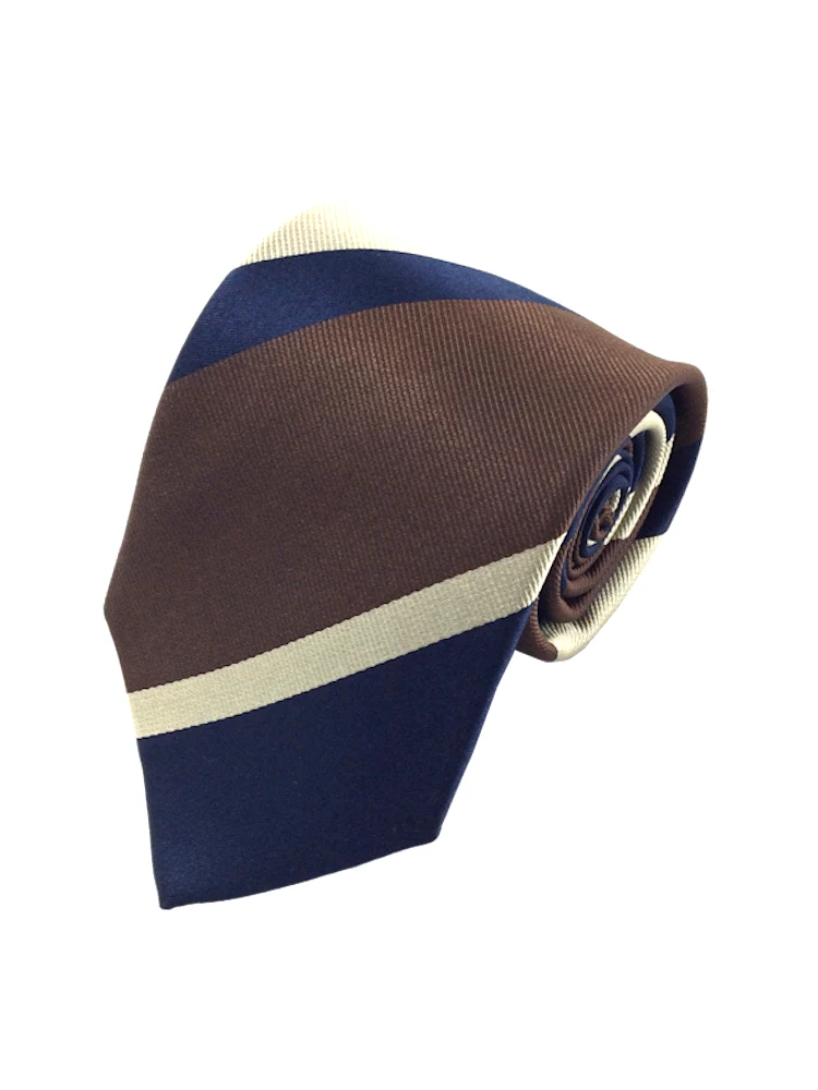 TRANSCONTINENTS日本製ネクタイシルク100％ストライプグレー/ブラウン/ネイビー