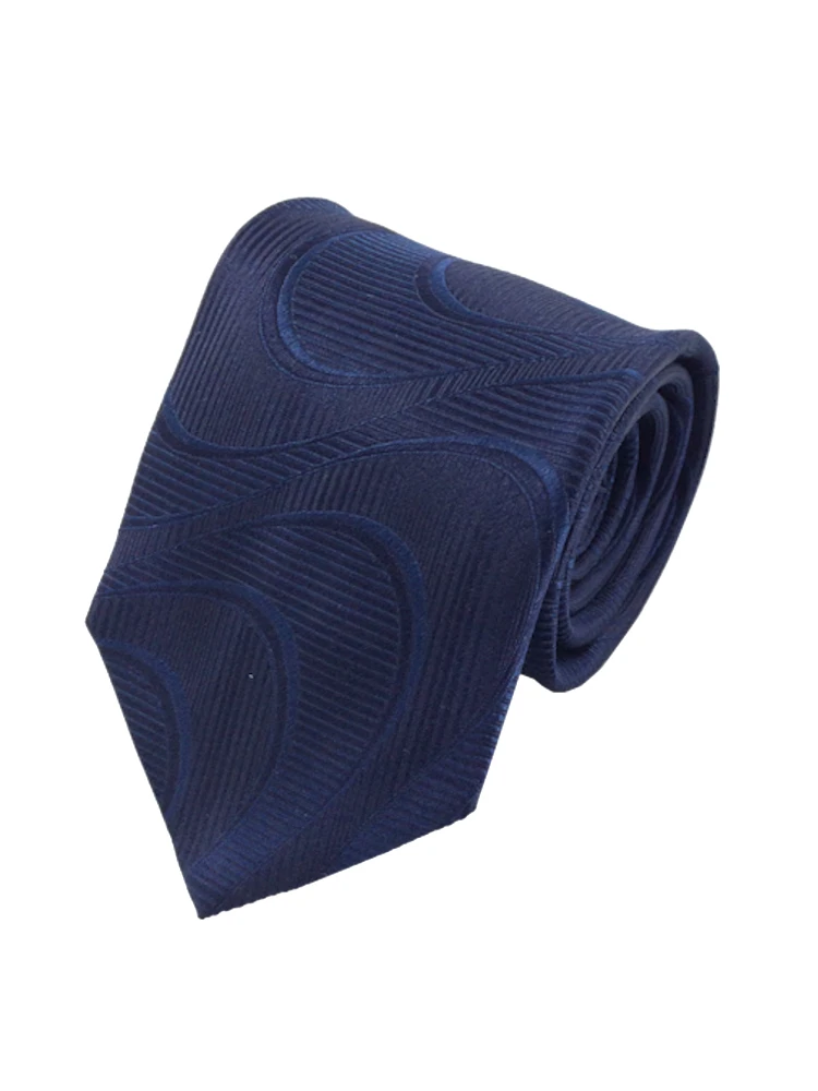 TRANSCONTINENTS日本製ネクタイシルク100％ウェーブ柄グレー/ネイビー