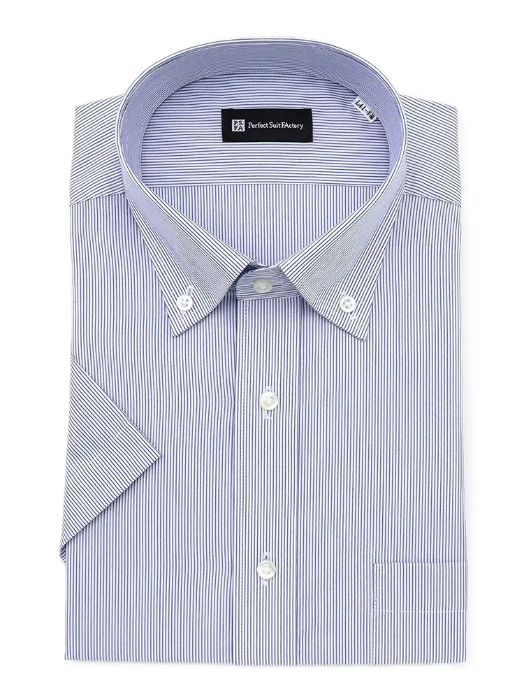 【形態安定】半袖ワイシャツデザインボタンダウングレー/ネイビー/ラベンダー