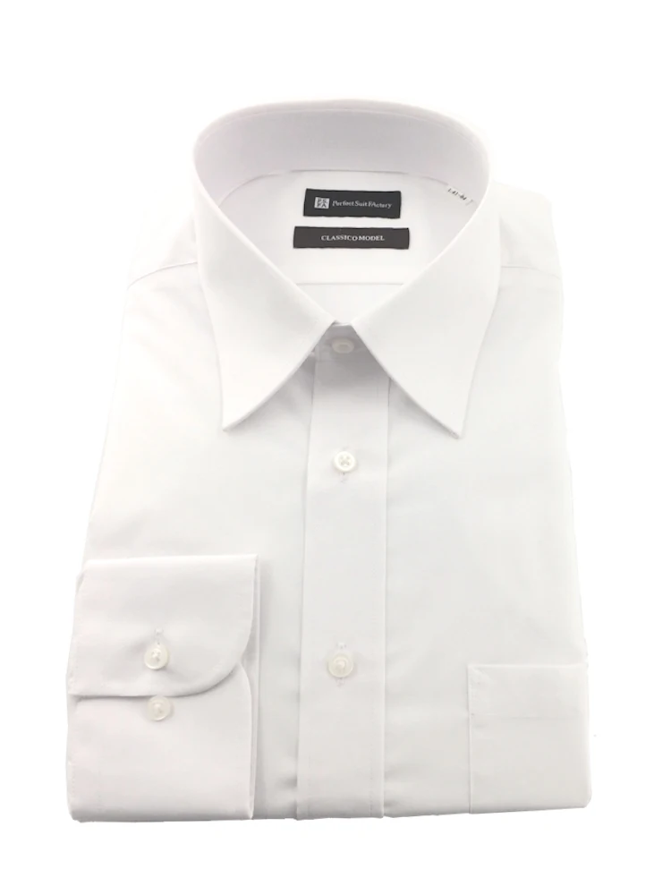 【ノンアイロン】長袖ワイシャツ【クラシコ】無地ホワイト