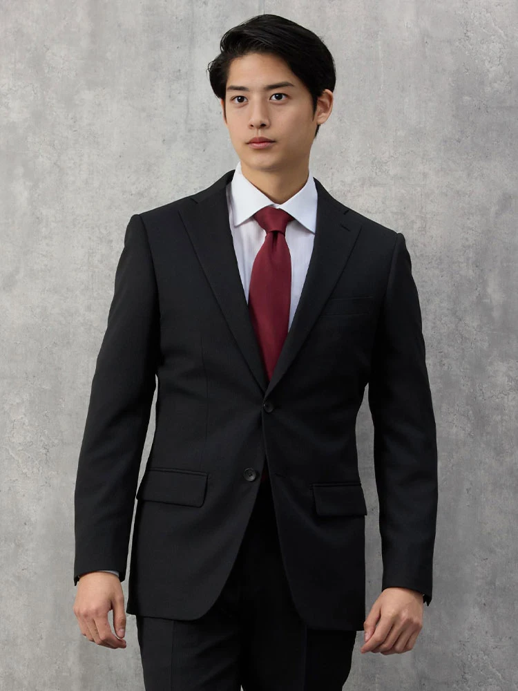 【上下洗える】2ボタンスーツ【クラシコ】コードストライプブラック