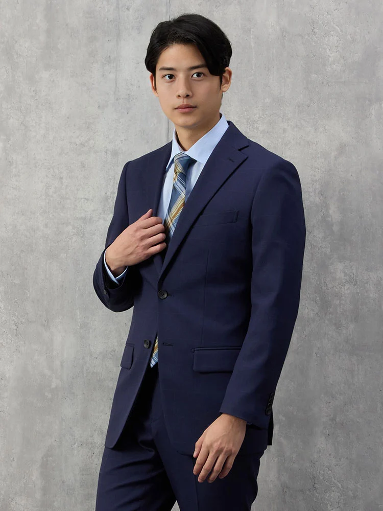 【上下洗える】2ボタンスーツ【クラシコ】ウィンドペンネイビー