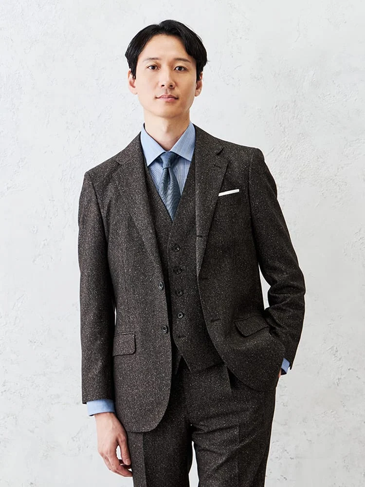 シルクネップホームスパンジャケットグレー/ブラウン/ネイビー