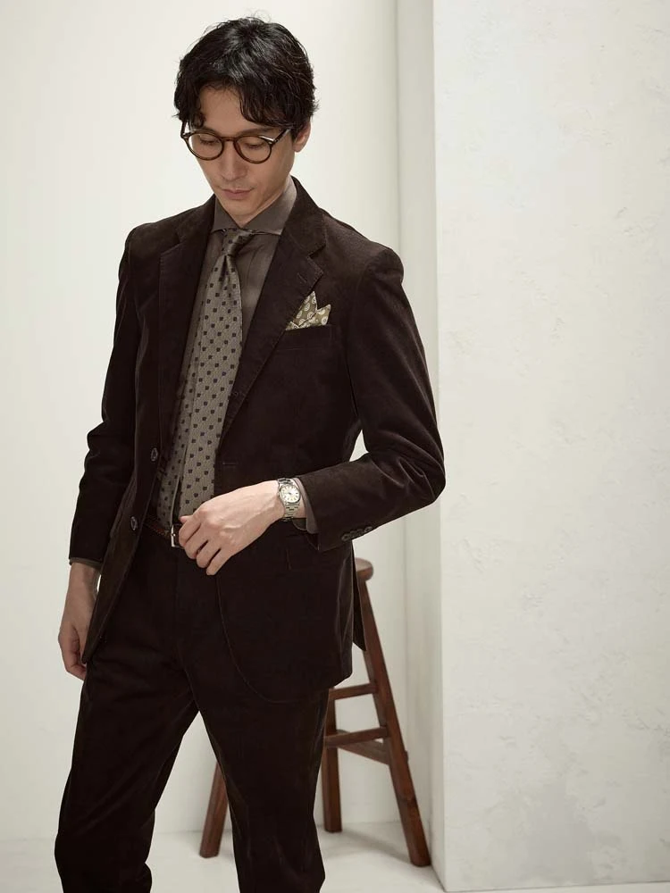 TRANSCONTINETNSコーデュロイセットアップヴィンテージジャケットベージュ/ブラウン