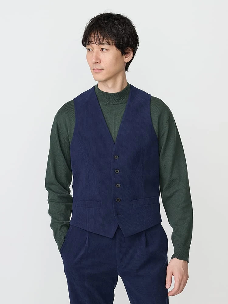 TRANSCONTINETNSコーデュロイセットアップジャージトリコットベストブラック/ブルー/ネイビー