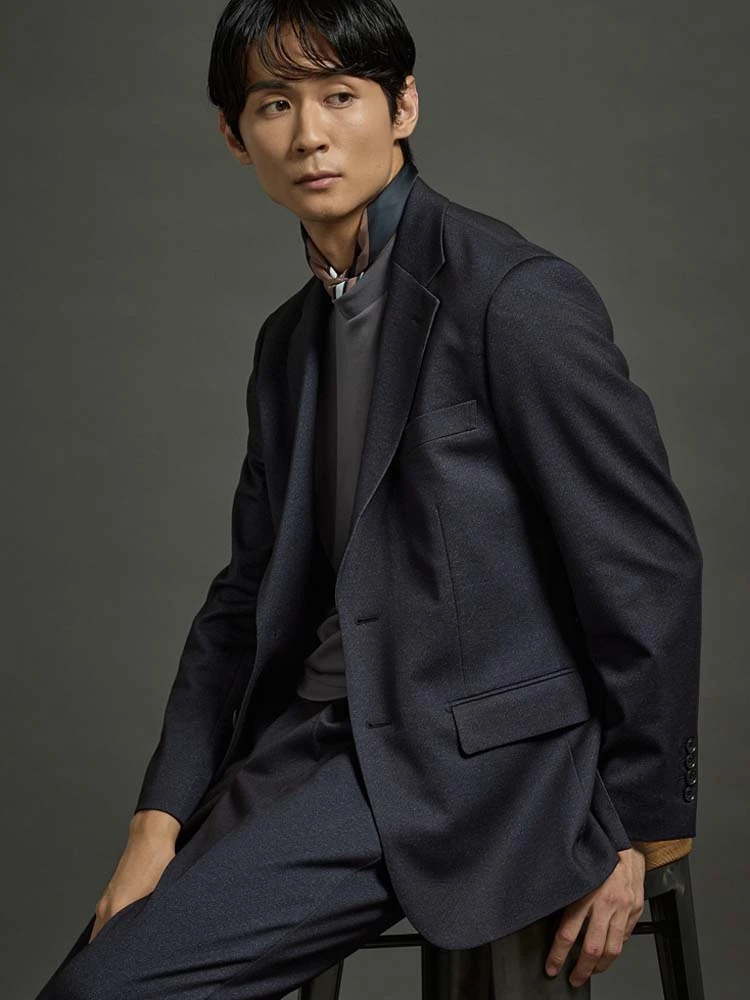 TRANSCONTINENTS＜デレガント＞プリントジャージツイード柄ジャケット