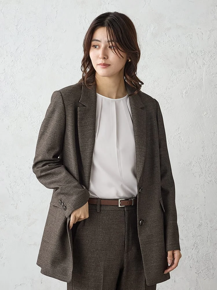 Mywardrobeシャークスキンジャコットベージュ/ブラウン