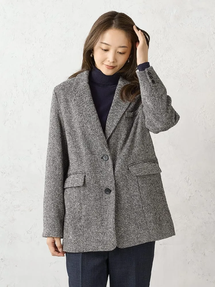 ホームスパンテーラーウールジャコットブラウン/ブラック