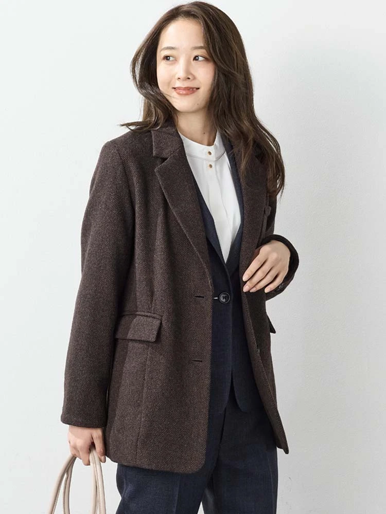 ホームスパンテーラーウールジャコットブラウン/ブラック