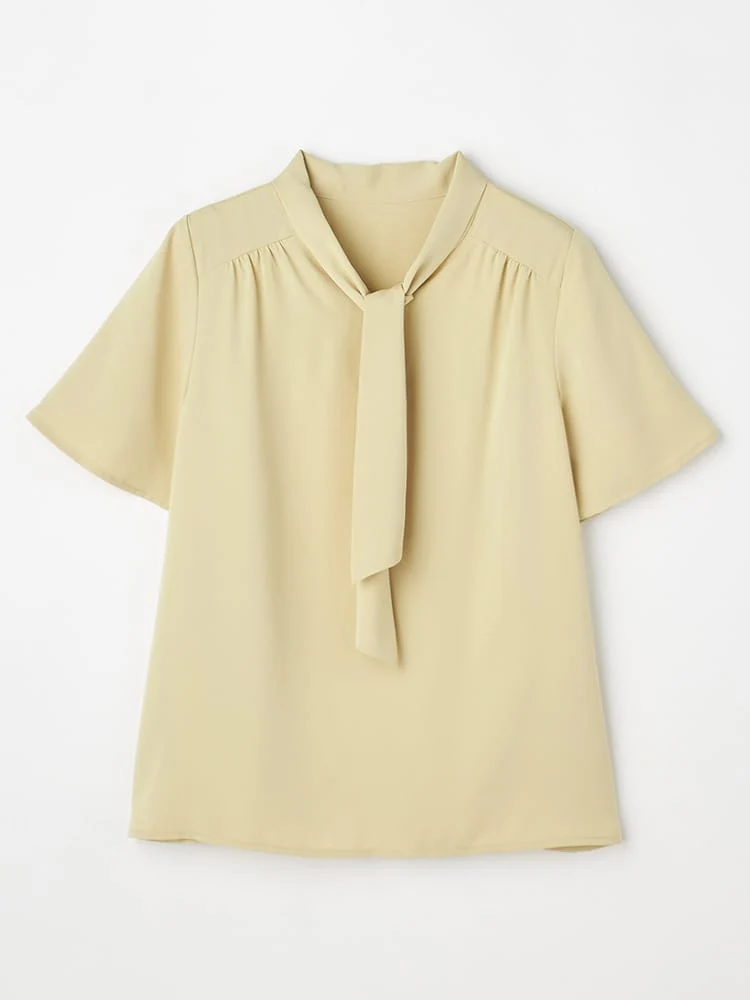 ＜ひんやり接触冷感＞ボウタイデシンブラウス〈2BUY10％OFF！〉