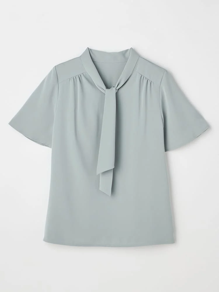 ＜ひんやり接触冷感＞ボウタイデシンブラウス〈2BUY10％OFF！〉