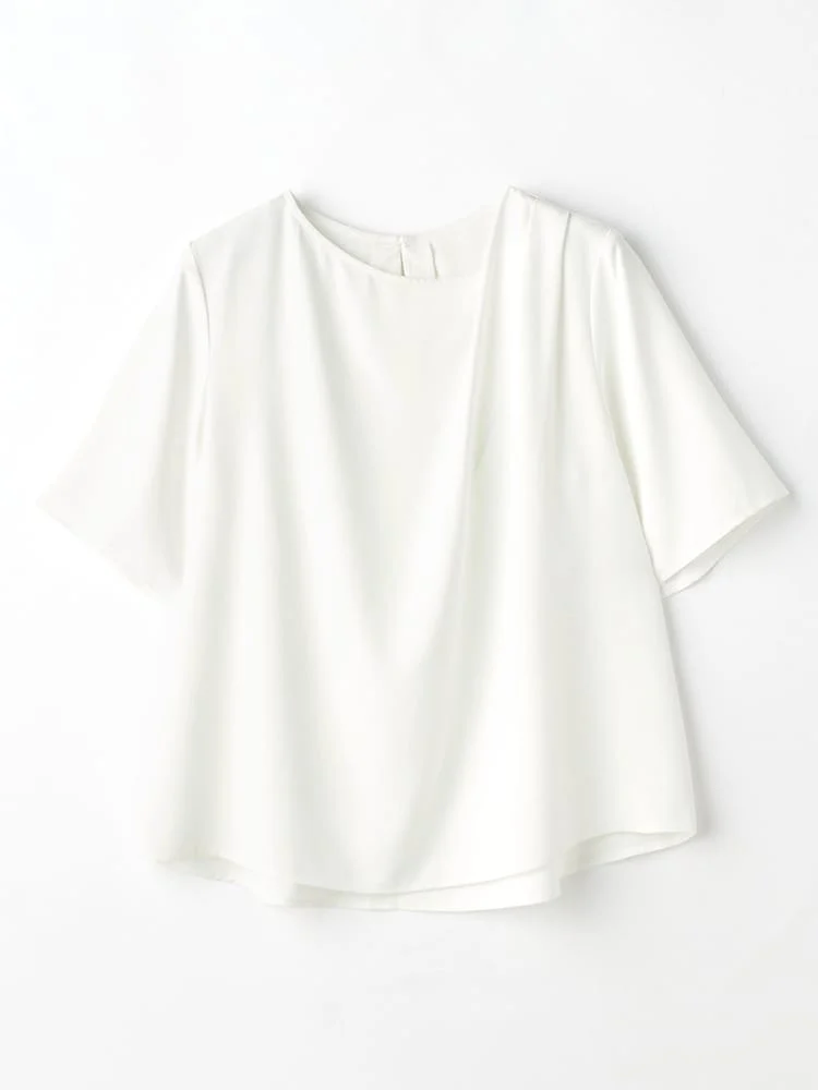 ＜ひんやり接触冷感＞アシメデザインデシンブラウス〈2BUY10％OFF！〉